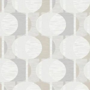 Papel de Parede - Círculos - 1011814 - Geométrico bege cinza e branco