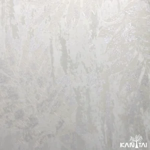 Papel de Parede Kantai - EL500101R - Folhagens Offwhite com glitter prata